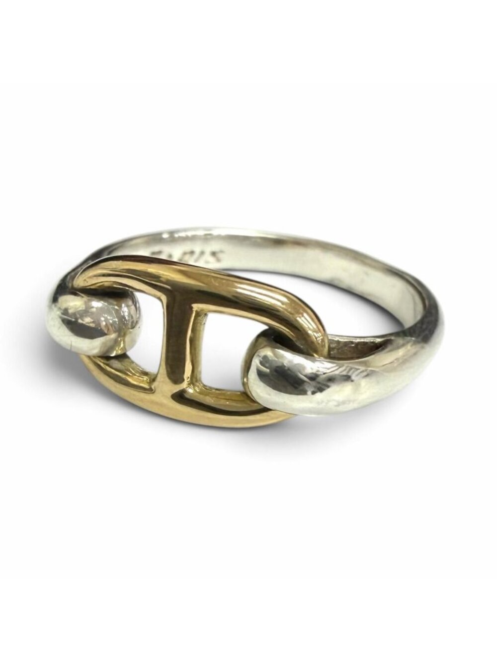 Hermes Vintage Chaine D'ancre Ring Silver Gold